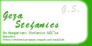 geza stefanics business card